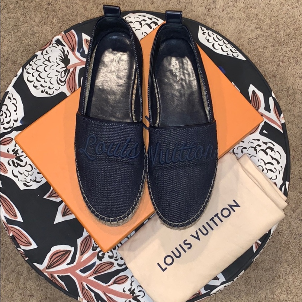 ❌SOLD❌on Ⓜ️ LV Denim Blue Espadrilles Flats - Picture 1 of 8